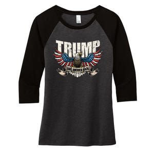 Trump 2024 Flag Take America Back Donald Trump Women's Tri-Blend 3/4-Sleeve Raglan Shirt