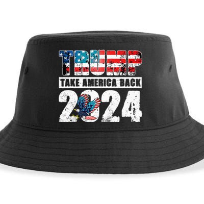 Trump 2024 Flag Take America Back 4th Of July Trump 2024 Sustainable Bucket Hat