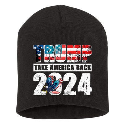 Trump 2024 Flag Take America Back 4th Of July Trump 2024 Short Acrylic Beanie