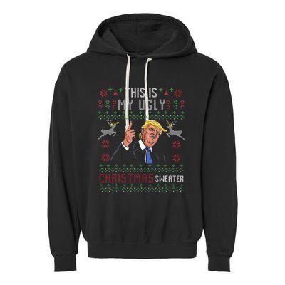 Trump 2024 Funny Xmas Ugly Sweater Garment-Dyed Fleece Hoodie