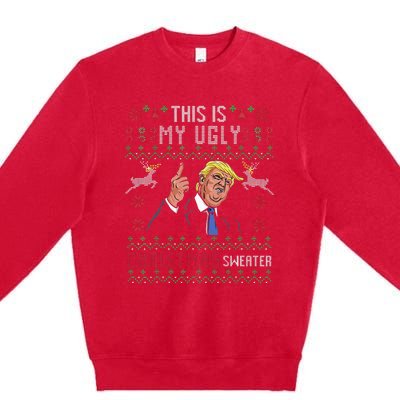 Trump 2024 Funny Xmas Ugly Sweater Premium Crewneck Sweatshirt