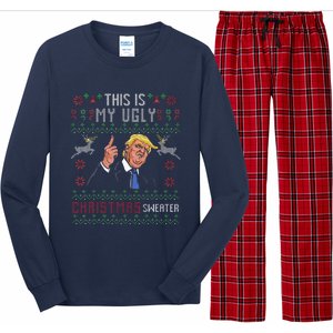 Trump 2024 Funny Xmas Ugly Sweater Long Sleeve Pajama Set