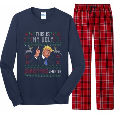 Trump 2024 Funny Xmas Ugly Sweater Long Sleeve Pajama Set