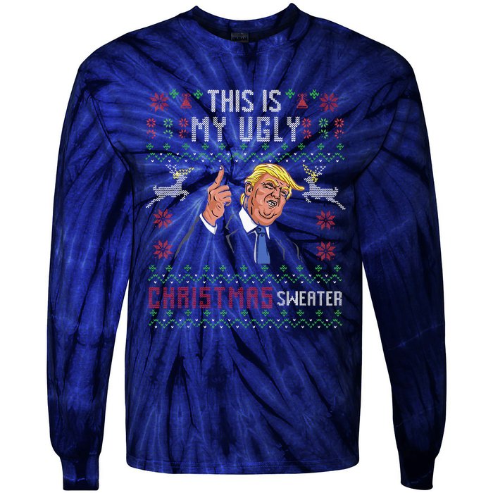 Trump 2024 Funny Xmas Ugly Sweater Tie-Dye Long Sleeve Shirt