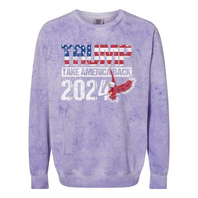 Trump 2024 Flag Take America Back Men Women Trump 2024 Colorblast Crewneck Sweatshirt