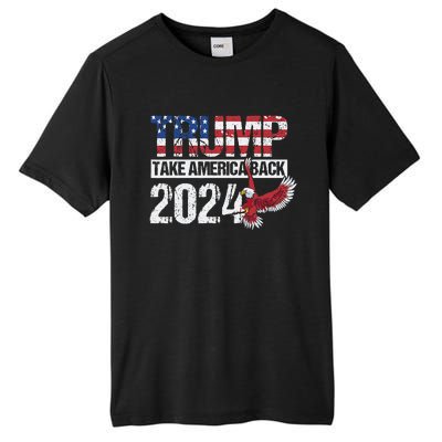 Trump 2024 Flag Take America Back Men Women Trump 2024 Tall Fusion ChromaSoft Performance T-Shirt