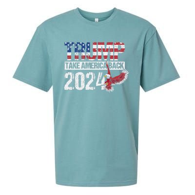 Trump 2024 Flag Take America Back Men Women Trump 2024 Sueded Cloud Jersey T-Shirt