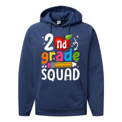 Team 2Nd Grade Squad First Day Of Second Grade Teacher Gift Performance Fleece Hoodie