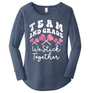 Team 2nd Grade We Stick Together Second Teacher Heart Sucker Gift Women's Perfect Tri Tunic Long Sleeve Shirt