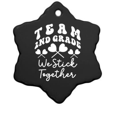 Team 2nd Grade We Stick Together Second Teacher Heart Sucker Gift Ceramic Star Ornament