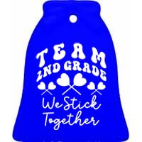 Team 2nd Grade We Stick Together Second Teacher Heart Sucker Gift Ceramic Bell Ornament