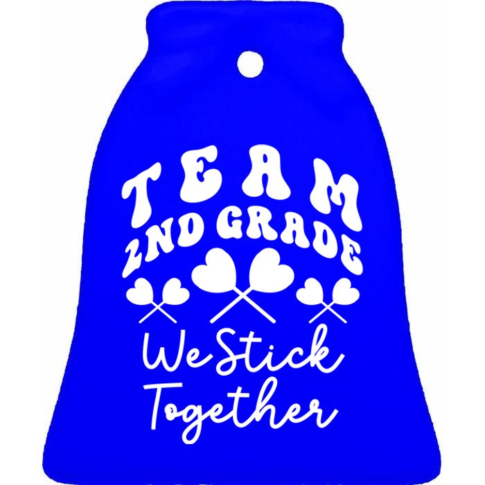 Team 2nd Grade We Stick Together Second Teacher Heart Sucker Gift Ceramic Bell Ornament