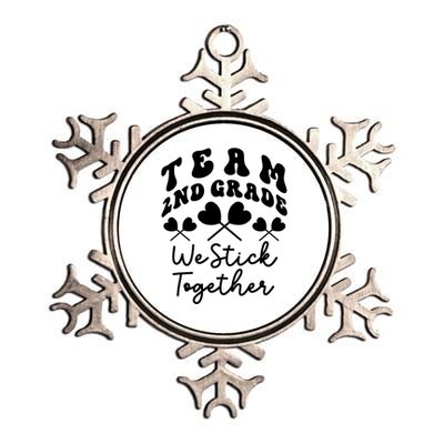 Team 2nd Grade We Stick Together Second Teacher Heart Sucker Gift Metallic Star Ornament