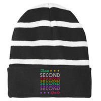 Team 2nd Grade Teacher Back To School Striped Beanie with Solid Band