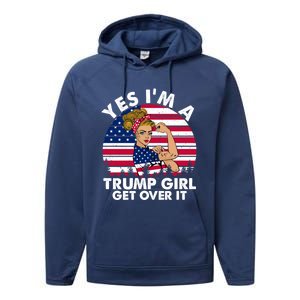 Trump 2020 Gift Yes IM A Trump Get Over It Funny Gift Performance Fleece Hoodie