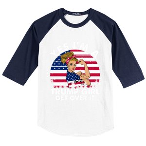 Trump 2020 Gift Yes IM A Trump Get Over It Funny Gift Baseball Sleeve Shirt