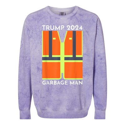 Trump 2024 Garbage Man Funny Garbage Patriots Support Colorblast Crewneck Sweatshirt