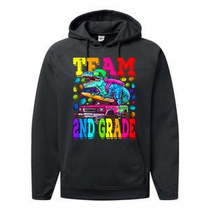 Team 2nd Grade Monster Truck Dinosaur Back To School Performance Fleece Hoodie