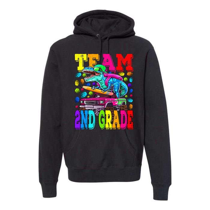 Team 2nd Grade Monster Truck Dinosaur Back To School Premium Hoodie