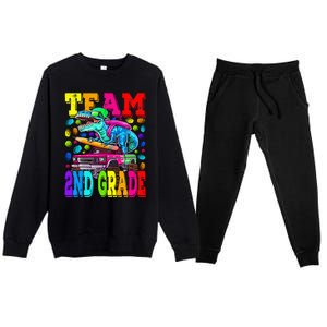 Team 2nd Grade Monster Truck Dinosaur Back To School Premium Crewneck Sweatsuit Set