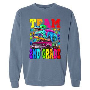 Team 2nd Grade Monster Truck Dinosaur Back To School Garment-Dyed Sweatshirt