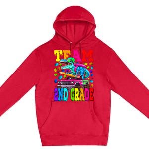 Team 2nd Grade Monster Truck Dinosaur Back To School Premium Pullover Hoodie