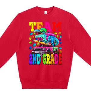 Team 2nd Grade Monster Truck Dinosaur Back To School Premium Crewneck Sweatshirt