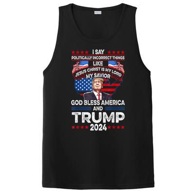 Trump 2024 God Bless America Jesus Christ Is My Lord Gift PosiCharge Competitor Tank