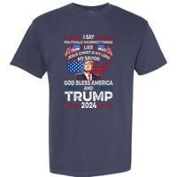 Trump 2024 God Bless America Jesus Christ Is My Lord Gift Garment-Dyed Heavyweight T-Shirt