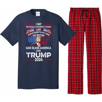 Trump 2024 God Bless America Jesus Christ Is My Lord Gift Pajama Set