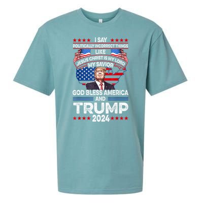 Trump 2024 God Bless America Jesus Christ Is My Lord Gift Sueded Cloud Jersey T-Shirt