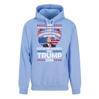 Trump 2024 God Bless America Jesus Christ Is My Lord Gift Unisex Surf Hoodie