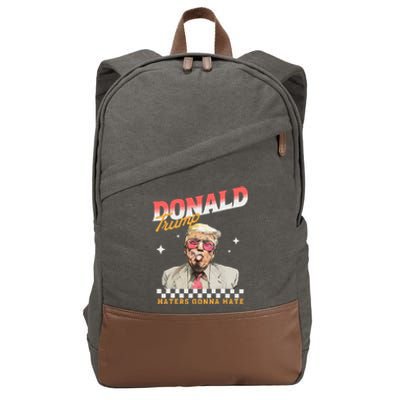 Trump 2024 Haters Gonna Hate Donald Preppy Edgy Cotton Canvas Backpack