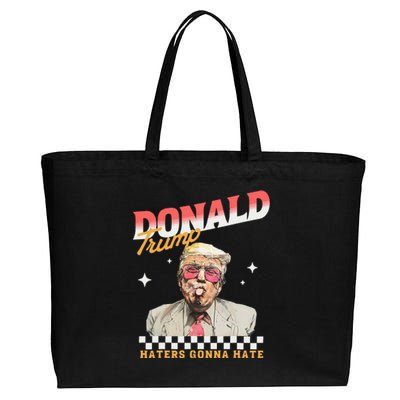 Trump 2024 Haters Gonna Hate Donald Preppy Edgy Cotton Canvas Jumbo Tote