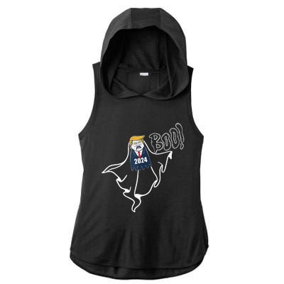 Trump 2024 Hair Funny Ghost Halloween Ladies PosiCharge Tri-Blend Wicking Draft Hoodie Tank