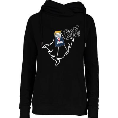 Trump 2024 Hair Funny Ghost Halloween Womens Funnel Neck Pullover Hood