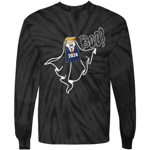 Trump 2024 Hair Funny Ghost Halloween Tie-Dye Long Sleeve Shirt