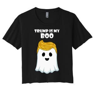 Trump 2024 Hair Funny Ghost Halloween Boo Women's Crop Top Tee