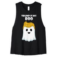 Trump 2024 Hair Funny Ghost Halloween Boo Women's Racerback Cropped Tank