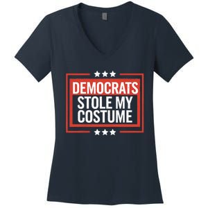 Trump 2024 Halloween Costume Democrats Stole My Costume Women's V-Neck T-Shirt