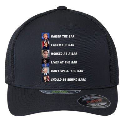 Trump 2024 Humorous Political Characters With Bar References Flexfit Unipanel Trucker Cap