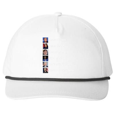 Trump 2024 Humorous Political Characters With Bar References Snapback Five-Panel Rope Hat