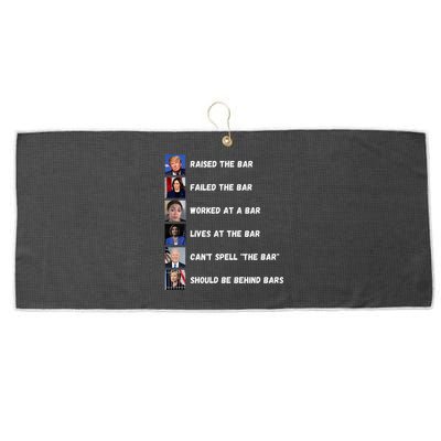 Trump 2024 Humorous Political Characters With Bar References Large Microfiber Waffle Golf Towel