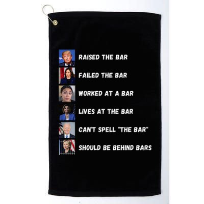 Trump 2024 Humorous Political Characters With Bar References Platinum Collection Golf Towel