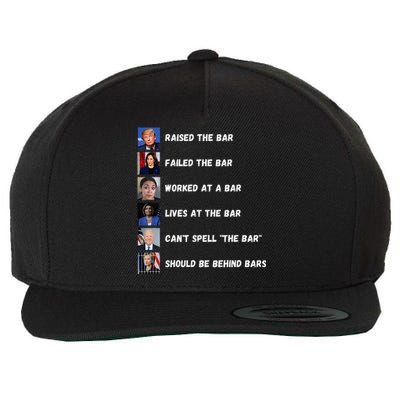 Trump 2024 Humorous Political Characters With Bar References Wool Snapback Cap