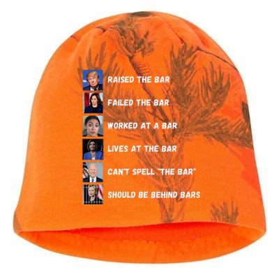 Trump 2024 Humorous Political Characters With Bar References Kati - Camo Knit Beanie