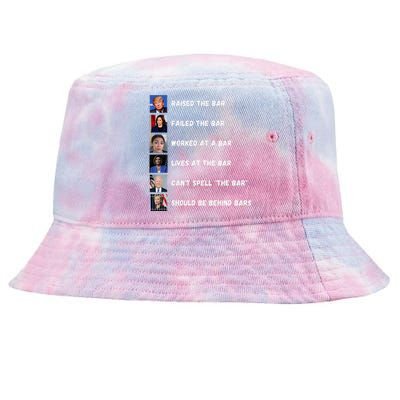 Trump 2024 Humorous Political Characters With Bar References Tie-Dyed Bucket Hat