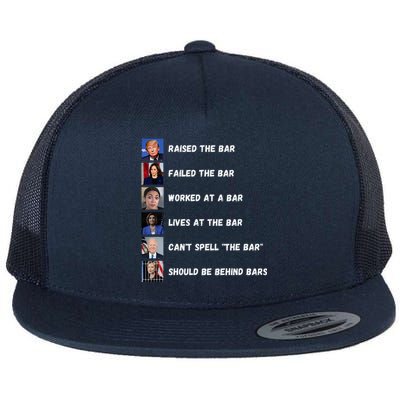 Trump 2024 Humorous Political Characters With Bar References Flat Bill Trucker Hat