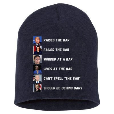 Trump 2024 Humorous Political Characters With Bar References Short Acrylic Beanie