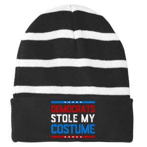 Trump 2024 Halloween Costume Democrats Stole My Costume Striped Beanie with Solid Band